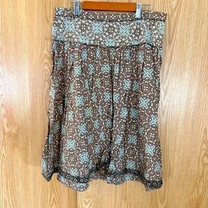 Banana Republic Floral Embroidered Tan/ Turquoise Skirt